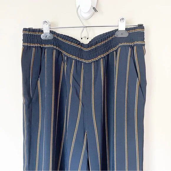 Lafayette 148 New York Hester Striped Wide-Leg Trouser Pant Navy Blue M - Picture 4 of 13